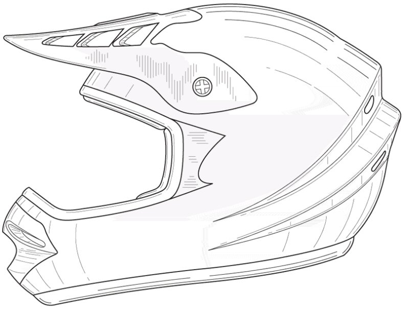 Dirt Bike Helmet Drawing Sketch Coloring Page